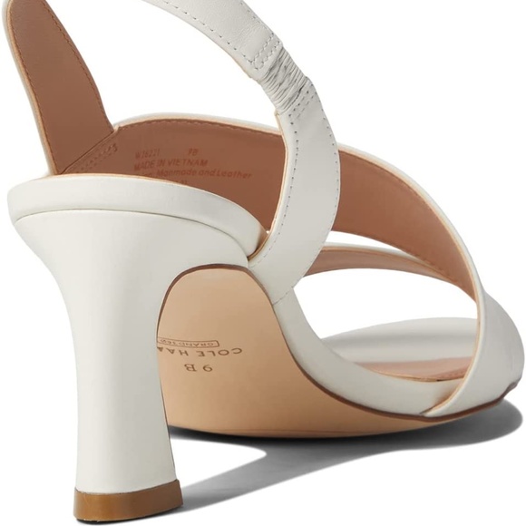 Cole Haan Amalia Ivory White Leather Slingback Sandal 65 Block Heel Pumps 8 - Picture 4 of 10